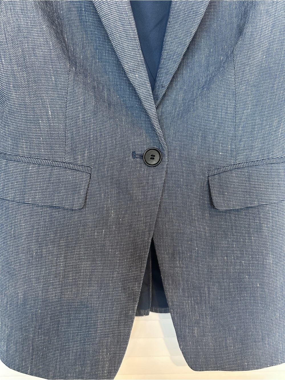LOFT Chambray Linen Blend Classic Tailored Single Button Blazer Jacket 2 - Picture 4 of 16
